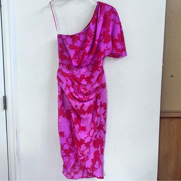 NWT Do+Be hot pink floral one shoulder midi dress - Picture 7 of 11